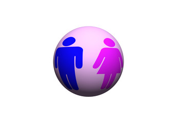 man and woman ball isolated white background
