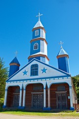 Fototapeta na wymiar UNESCO Tenaun Church found in Chiloe Island, Chile