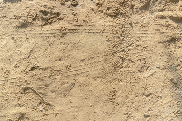 Sand soil texture with track for background