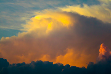 sunset orange cloud sunshine in dark sky soft cloud