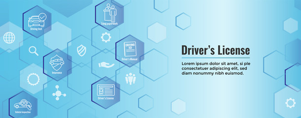 Drivers Test and License Icon Set and - Web Header Banner