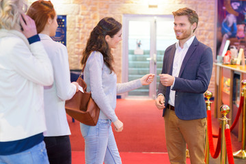 giving the admission stub for entrance