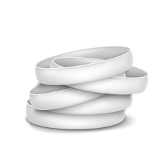 Realistic 3d Detailed White Blank Promo Bracelets Template Mockup Set. Vector