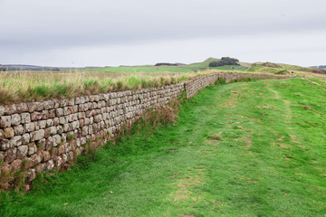 Fototapeta na wymiar Hadrian's wall near Once Brewed