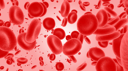 Red blood cells flowing in a vein or artery. 3d illustration