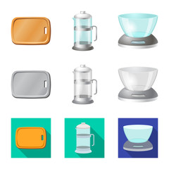 Vector design of kitchen and cook sign. Collection of kitchen and appliance stock vector illustration.