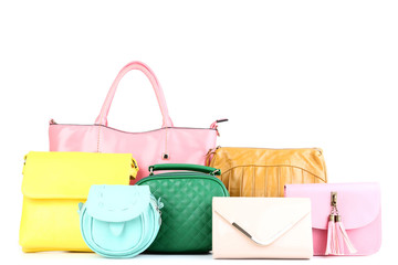 Fashion handbags isolated on white background