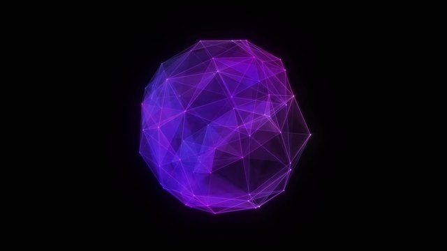 Abstract technology sphere background from animated lines and dots. Looping seamless space geometrical backdrop