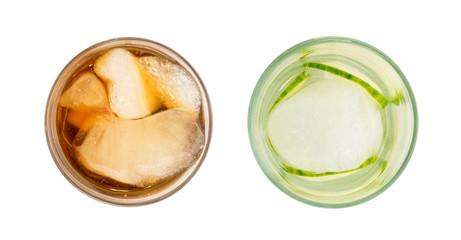 Iced Whiskey Glass Isolated on White Background