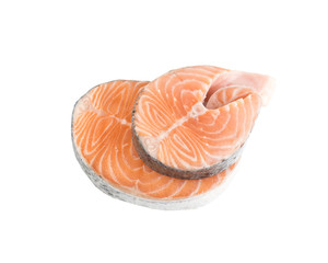 Raw Pink Salmon Steak, Red Fish, Chum or Trout Fillet Cut Out