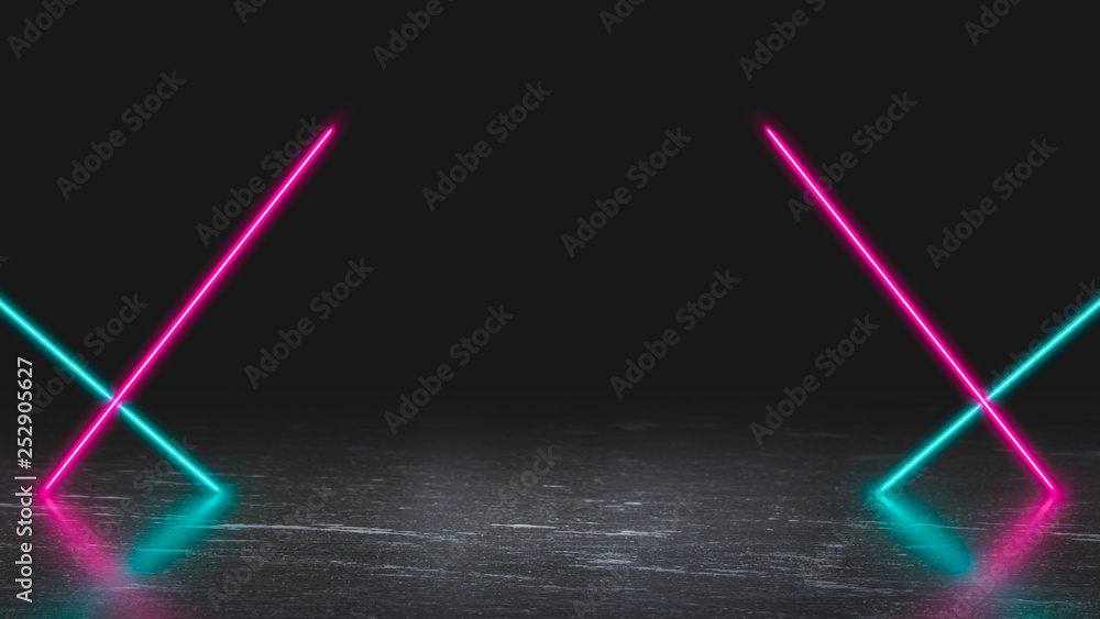 Canvas Prints pastel colored neon laser lights on ice. background with copy space for product display.