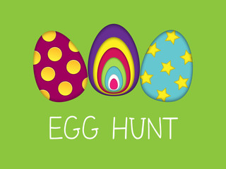 vector card template with decorated eggs for egg hunt party