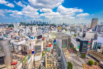 Papier Peint photo Lavable Tokyo Shibuya, Tokyo, Japan city skyline over Shibuya Scramble Crosswalk