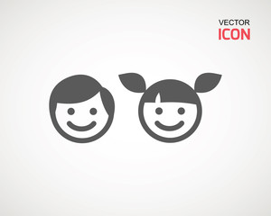 girl and boy icon on white background. child symbol . Kids icons , children vector illustration.