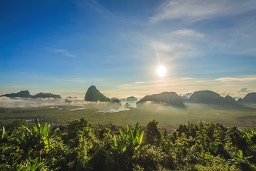 Morning light tour with mountains near the sea, Samed Nang Chee viewpoint tropical zone in Phang...