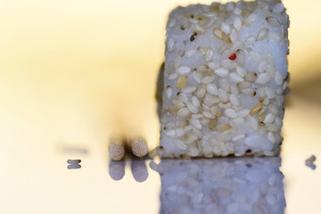 Sushi rolls close up.