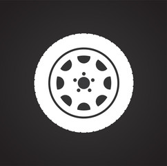 Car wheel icon on background for graphic and web design. Simple vector sign. Internet concept symbol for website button or mobile app.