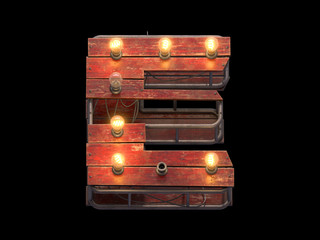 Wood retro light sign font. 