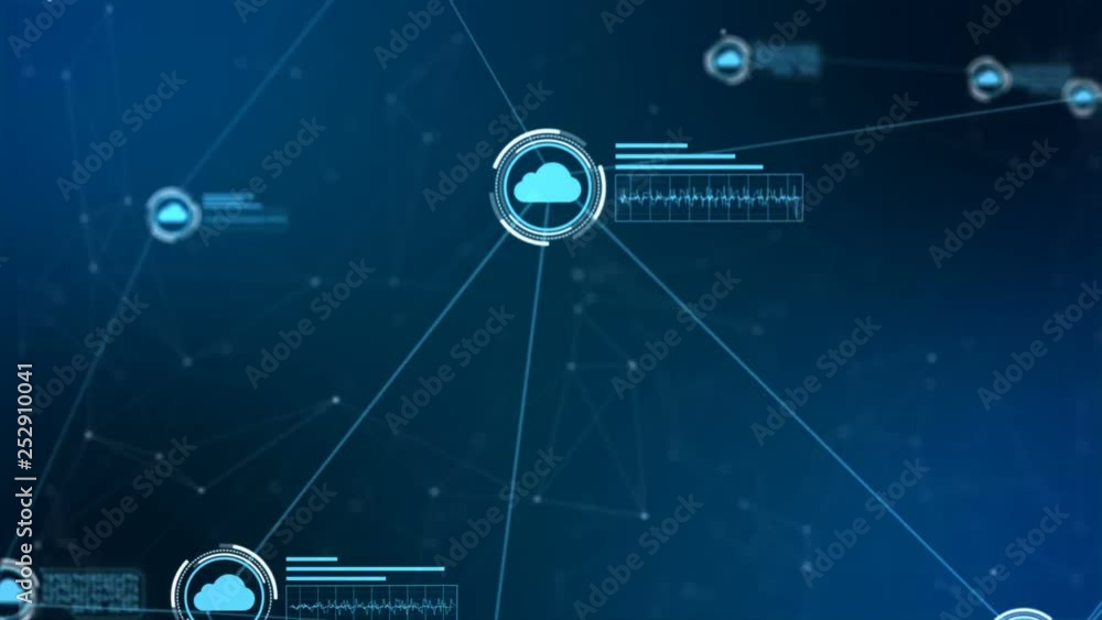 Poster secure global network. digital cloud computing cyber security concept