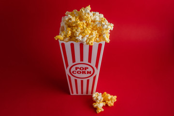 popcorn in red background