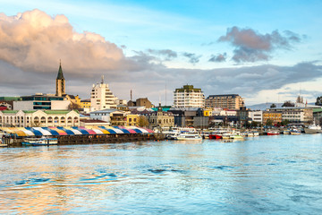 The city of Valdivia at the shore of Calle-Calle river, Region de Los Rios, Chile