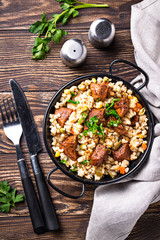 Bulgur with meat and vegetables