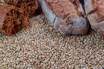 fresh delicious Greek baguette and wheat