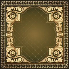 Golden decorative ornate vintage card