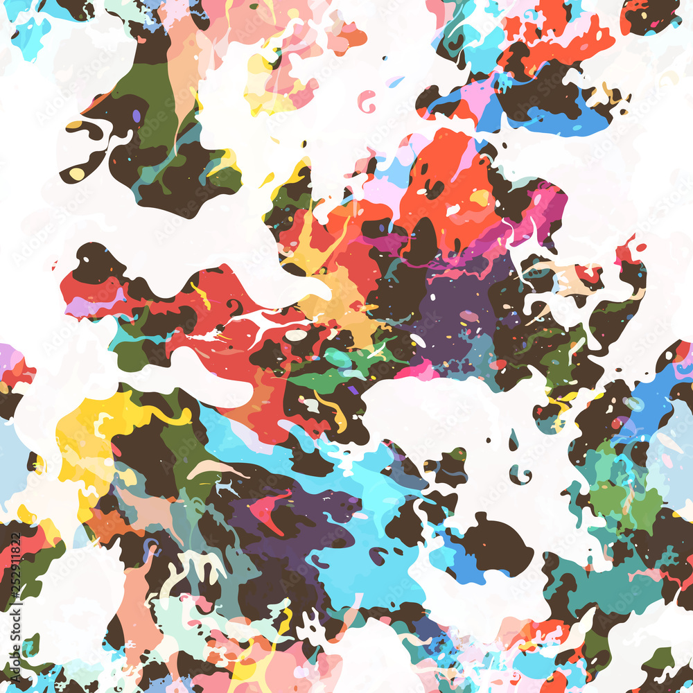 Poster colorful paint splashes. seamless pattern with spots and divorces.