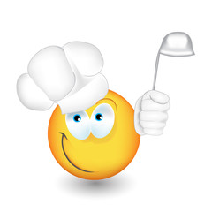 Yellow realistic emoticon smiley face.