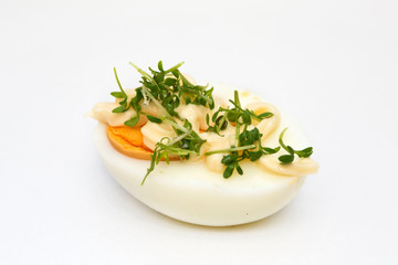 egg, mayonnaise and cress. Macro
