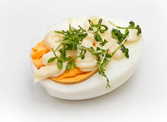 egg, mayonnaise and cress. Macro