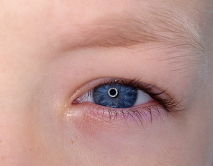 One eye of a teenager macro close-up