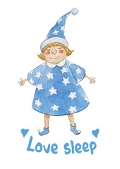 watercolor cute girl