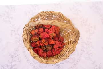 Dried and winter prepared eggplant, pepper and stuffed peppers