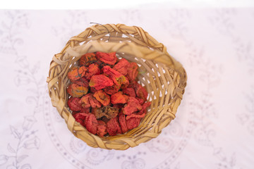 Dried and winter prepared eggplant, pepper and stuffed peppers