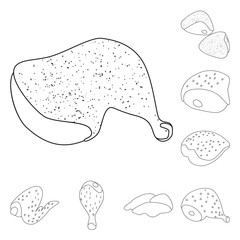 Vector illustration of food and grilled icon. Collection of food and bird  stock symbol for web.