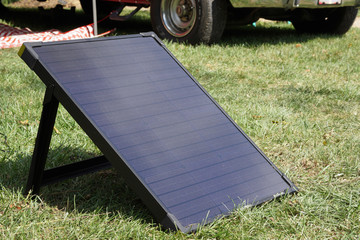 Portable solar panel powers vehicle