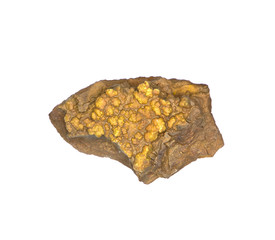 Beautiful yellow-brown stone, isolate on a white background, close-up