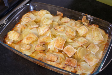 Tartiflette made with reblochon cheese, bacon and potatoes