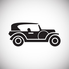 Car icon on background for graphic and web design. Simple vector sign. Internet concept symbol for website button or mobile app.