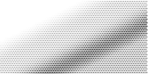 Grange halftone texture of black and white dots.