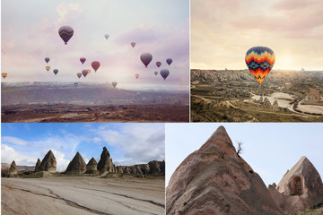 Cappadocia landscape. Explore Turkey concept. Journey memories collage