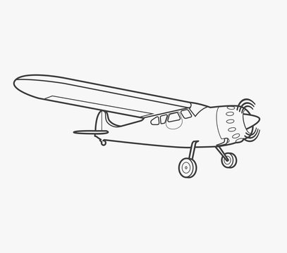 Small plane vector illustration. Single engine propelled aircraft. Air tours wehicle