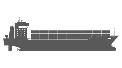 Cargo Ship Icon with Container Loads in the export-import Shipping Process.