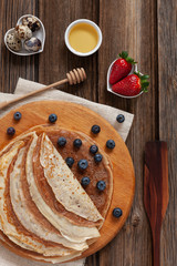 Close up of Traditional homemade pancakes. Celebration of Maslenitsa, Shrovetide.