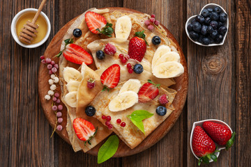 Close up of Traditional homemade pancakes. Celebration of Maslenitsa, Shrovetide.