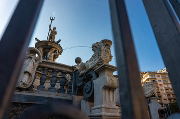 Obraz premium City Hall Square with the famous Neptune fountain on Piazza Municipio in Naples