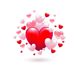 Luftballon Herzen mit Schleife,  Karte für Muttertag, Valentinstag, Hochzeit uvm Vektor Illustration isoliert auf weißem Hintergrund