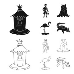 Vector design of nature  and fun  sign. Collection of nature  and entertainment stock vector illustration.